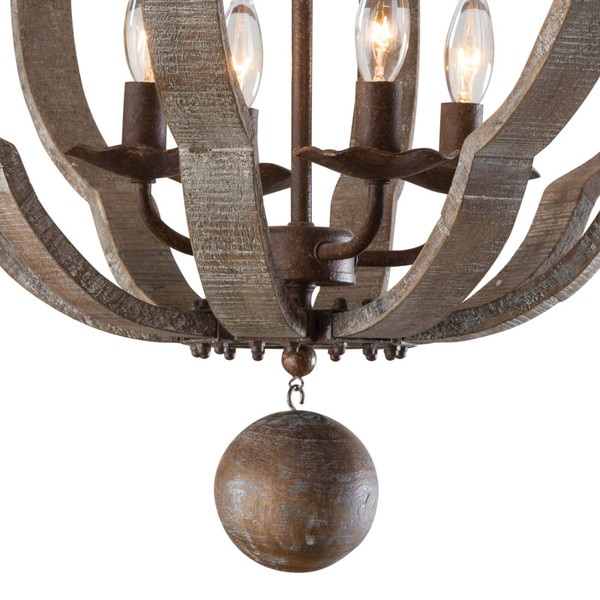Wooden Quatrefoil Semi Flush Mount